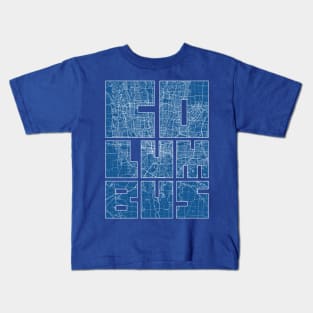 Columbus, US City Map Typography - Blueprint Kids T-Shirt